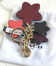 Load image into Gallery viewer, Coach Keychain Bag Charm Wildflower Leather Key FOB 5136 Oxblood Berry