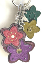 Load image into Gallery viewer, Coach Keychain Bag Charm Wildflower Leather Key FOB 5136 Silver Deep Berry