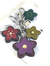 Load image into Gallery viewer, Coach Keychain Bag Charm Wildflower Leather Key FOB 5136 Silver Deep Berry