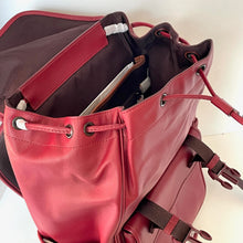 Load image into Gallery viewer, Red backpack with open front pocket on a white background