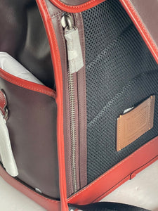 Coach League Flap Backpack Mens Leather Colorblock C5342 Oxblood Pockets