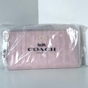 Coach Long Zip Around Wallet Powder Pink CW778 Signature Canvas Wristlet ORGPKG