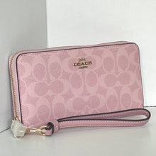 Load image into Gallery viewer, Coach Long Zip Around Wallet Powder Pink CW778 Signature Canvas Wristlet ORGPKG