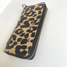 Load image into Gallery viewer, Leopard print wallet with gold zipper on a white background