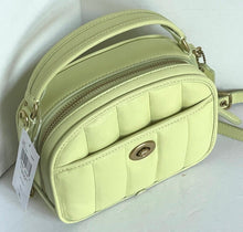 Load image into Gallery viewer, Coach Lunchbox Crossbody Top Handle Womens Lime Leather Quilted Bag C4678