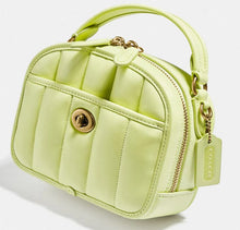 Load image into Gallery viewer, Coach Lunchbox Crossbody Top Handle Womens Lime Leather Quilted Bag C4678