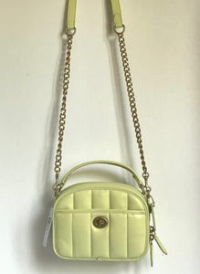 Coach Lunchbox Crossbody Top Handle Womens Lime Leather Quilted Bag C4678