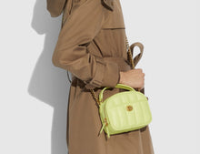 Load image into Gallery viewer, Coach Lunchbox Crossbody Top Handle Womens Lime Leather Quilted Bag C4678