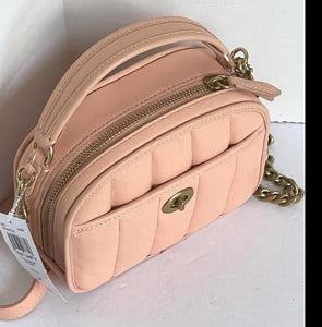Coach Lunchbox Crossbody Top Handle Womens Pink Leather Quilted Bag C4678