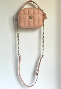 Coach Lunchbox Crossbody Top Handle Womens Pink Leather Quilted Bag C4678