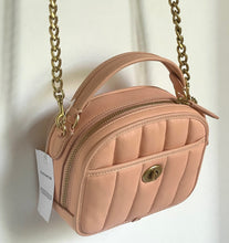 Load image into Gallery viewer, Coach Lunchbox Crossbody Top Handle Womens Pink Leather Quilted Bag C4678