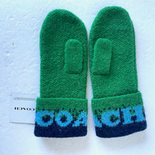 Load image into Gallery viewer, Coach MIttens Gloves Wool Knit Women&#39;s Colorblock Logo Green Blue Alpaca