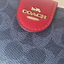 Load image into Gallery viewer, Coach Medium Corner Zip Wallet CW786 Denim Red Signature Canvas Compact ID