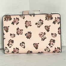 Load image into Gallery viewer, Coach Medium Corner Zip Wallet Rosette Floral Pink Canvas CZ343 Compact