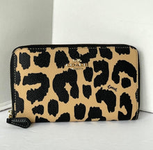 Load image into Gallery viewer, Coach Medium ID Zip Wallet Leopard CW500 Womens Brown Coated Canvas Leather