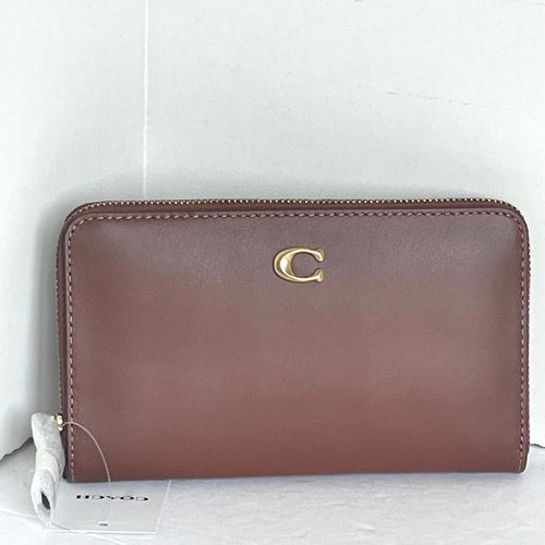 Coach Medium Zip Around Wallet Womens Brown Zip-Around CH806 Brass Saddle