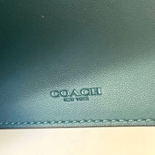 Load image into Gallery viewer, Green leather Coach wallet with brand logo