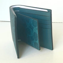 Load image into Gallery viewer, Teal leather wallet on a white background