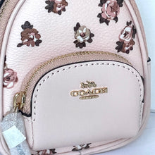 Load image into Gallery viewer, Coach Mini Court Backpack Bag Charm Pink Rosette Keychain Floral CAA68