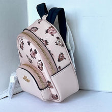 Load image into Gallery viewer, Coach Mini Court Backpack Bag Charm Pink Rosette Keychain Floral CAA68