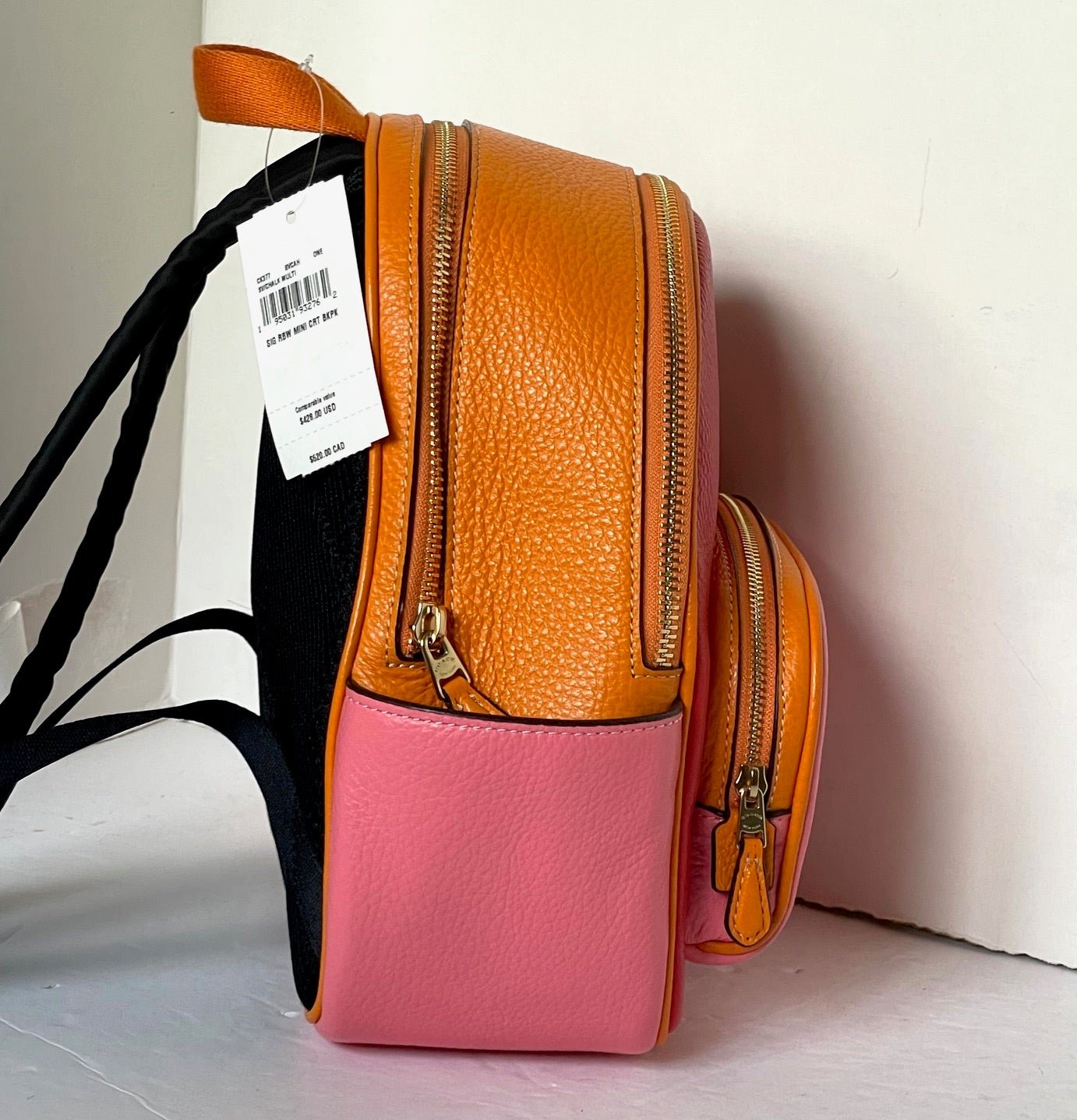 coach backpack one strap Coach Mini Court Backpack Colorblock Leather Small Bag Red Pink Orange – Luxe Fashion Finds