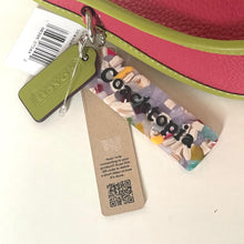 Load image into Gallery viewer, Colorful keychain with a tag and barcode on a pink background