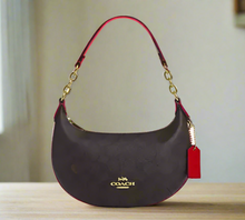 Load image into Gallery viewer, Coach Mini Payton Shoulder Bag Signature Canvas Leather CX768 Black Red