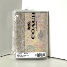 Load image into Gallery viewer, Coach Mini Skinny ID Case Rainbow Signature Canvas Yellow Keyring Wallet CDF92