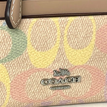 Load image into Gallery viewer, Coach Mini Skinny ID Case Rainbow Signature Canvas Yellow Keyring Wallet CDF92