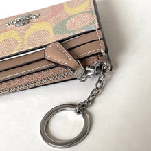 Load image into Gallery viewer, Coach Mini Skinny ID Case Rainbow Signature Canvas Yellow Keyring Wallet CDF92