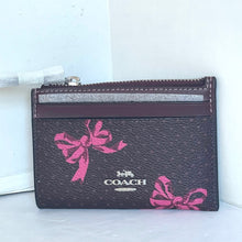 Load image into Gallery viewer, Coach Mini Skinny ID Wallet Womens Red Bow Print Keyring Canvas CZ460