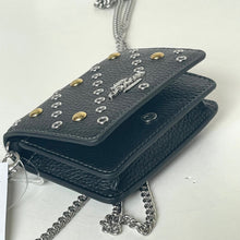 Load image into Gallery viewer, Blue leather wallet with chain strap on a white background