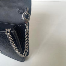 Load image into Gallery viewer, Black handbag with a silver chain detail on a white background