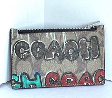 Load image into Gallery viewer, Coach Mint Serf Zip Card Case Slim Leather Coated Canvas Graffiti Wallet CM158 Unisex