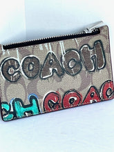 Load image into Gallery viewer, Coach Mint Serf Zip Card Case Slim Leather Coated Canvas Graffiti Wallet CM158 Unisex