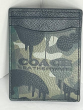 Load image into Gallery viewer, Coach Money Clip Card Case Mens Camo Black Leather Slim Wallet Compact CA300