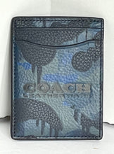 Load image into Gallery viewer, Coach Money Clip Card Case Mens Camo Blue Leather Slim Wallet Compact CC138