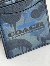 Load image into Gallery viewer, Coach Money Clip Card Case Mens Camo Blue Leather Slim Wallet Compact CC138