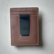 Load image into Gallery viewer, Coach Money Clip Card Case Mens Dark Saddle Leather C6702 Wallet Compact