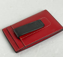 Load image into Gallery viewer, Coach Money Clip Card Case Mens Red Leather Slim Wallet Compact C6702