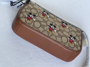 Coach Nolita 19 Disney Womens Brown Signature Jacquard Leather Mickey Mouse CN507