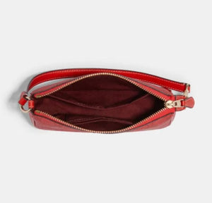 Coach Nolita 19 Shoulder Bag C3308 Womens Red Signature Canvas Logo Leather Wristlet