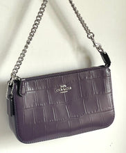Load image into Gallery viewer, Coach Nolita 19 Shoulder Bag CN382 Croc Embossed Leather Clutch Chain Amethyst
