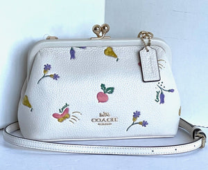 Coach Nora Kisslock Crossbody Womens Leather White Garden Print C8335