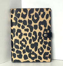 Load image into Gallery viewer, Leopard print notebook with a strap on a white background