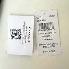 Load image into Gallery viewer, Coach product tag with QR code and text on a light background