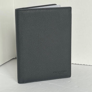 Coach Passport Case Black Calf Leather Slim Wallet 93604 Travel ORIGPKG