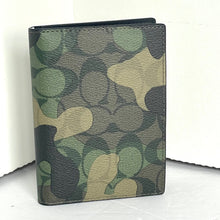 Load image into Gallery viewer, Coach Passport Case Camo Signature Canvas Slim Wallet Green CM032 Travel