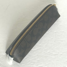 Load image into Gallery viewer, Coach Pencil Case Signature Canvas CZ206 Slim Zip Walnut Black Tan Brown