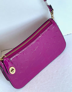 Coach Penn Shoulder Bag CM552 Small Pink Signature Leather Glossy Y2K Turnlock